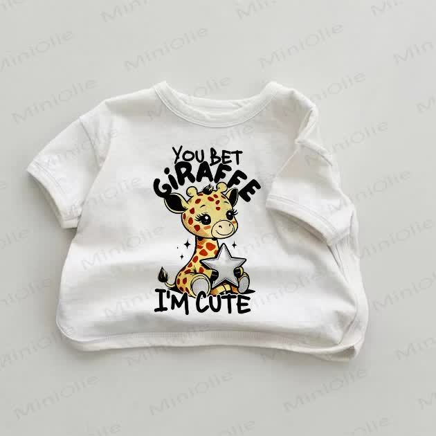 YOU BET GIRAFFE I'M CUTE！ベビーホワイトTシャツ - 白 - 18～24ヶ月 - image 1