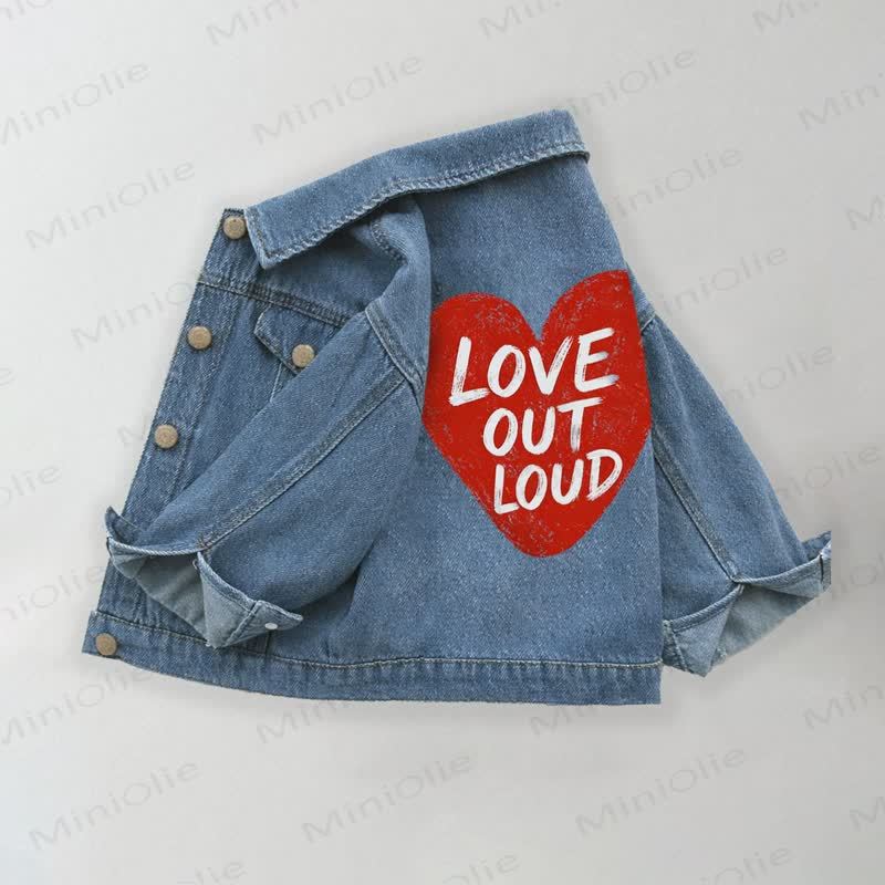 LOVE OUT LOUD幼児・キッズ ガールズ ハート柄デニムジャケット - 青 - 10-11歳 - image 1