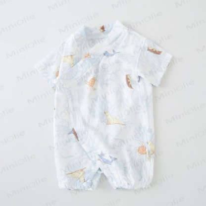 ベビーアニマルフラワーキモノロンパース - ブルーアニマル - 18～24ヶ月 - image 2