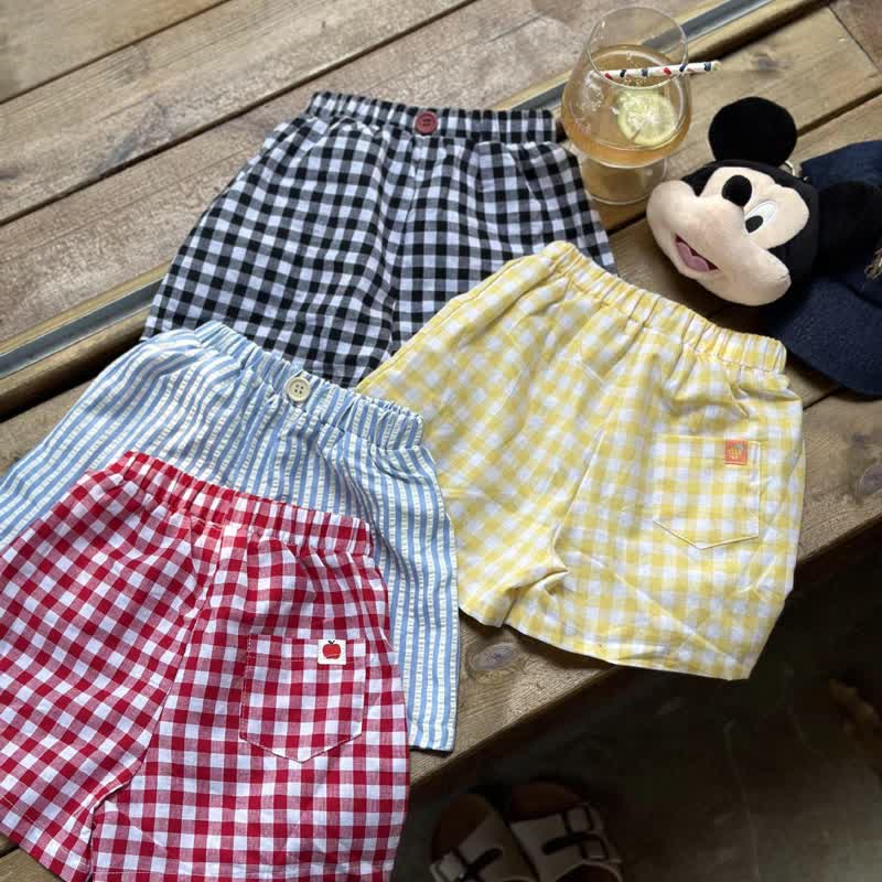 幼児用女の子ストライプチェック柄ショートパンツ - image 6