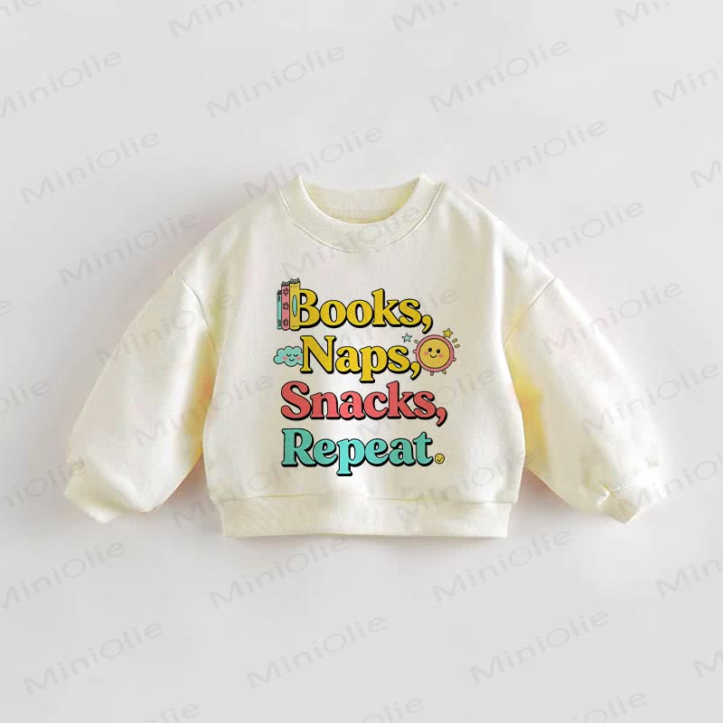 BOOKS, NAPS, SNACKS, REPEAT.ベビー・幼児用ベージュスウェットシャツ - クリーム - 3～5歳 - image 1