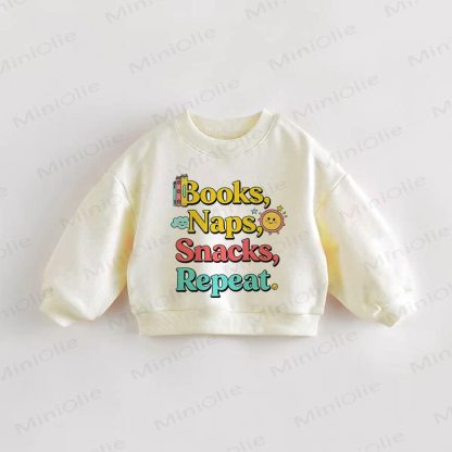 BOOKS, NAPS, SNACKS, REPEAT.ベビー・幼児用ベージュスウェットシャツ - クリーム - 3～5歳 - image 1