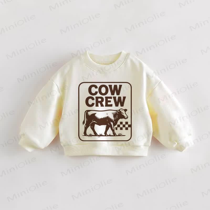 COW CREWベビー幼児用ベージュスウェットシャツ - クリーム - 3～5歳 - image 1