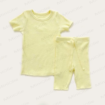 ベビー・幼児用無地リブ編みパジャマセット - 黄色 - 4～5歳 - image 3