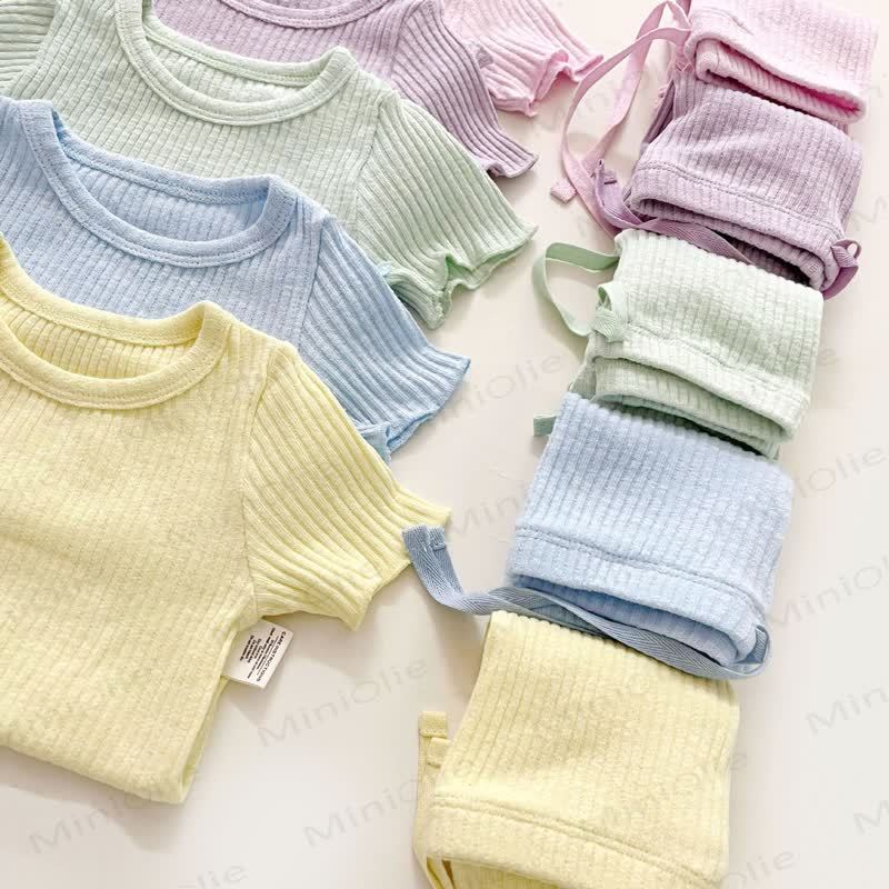 ベビー・幼児用無地リブ編みパジャマセット - image 8