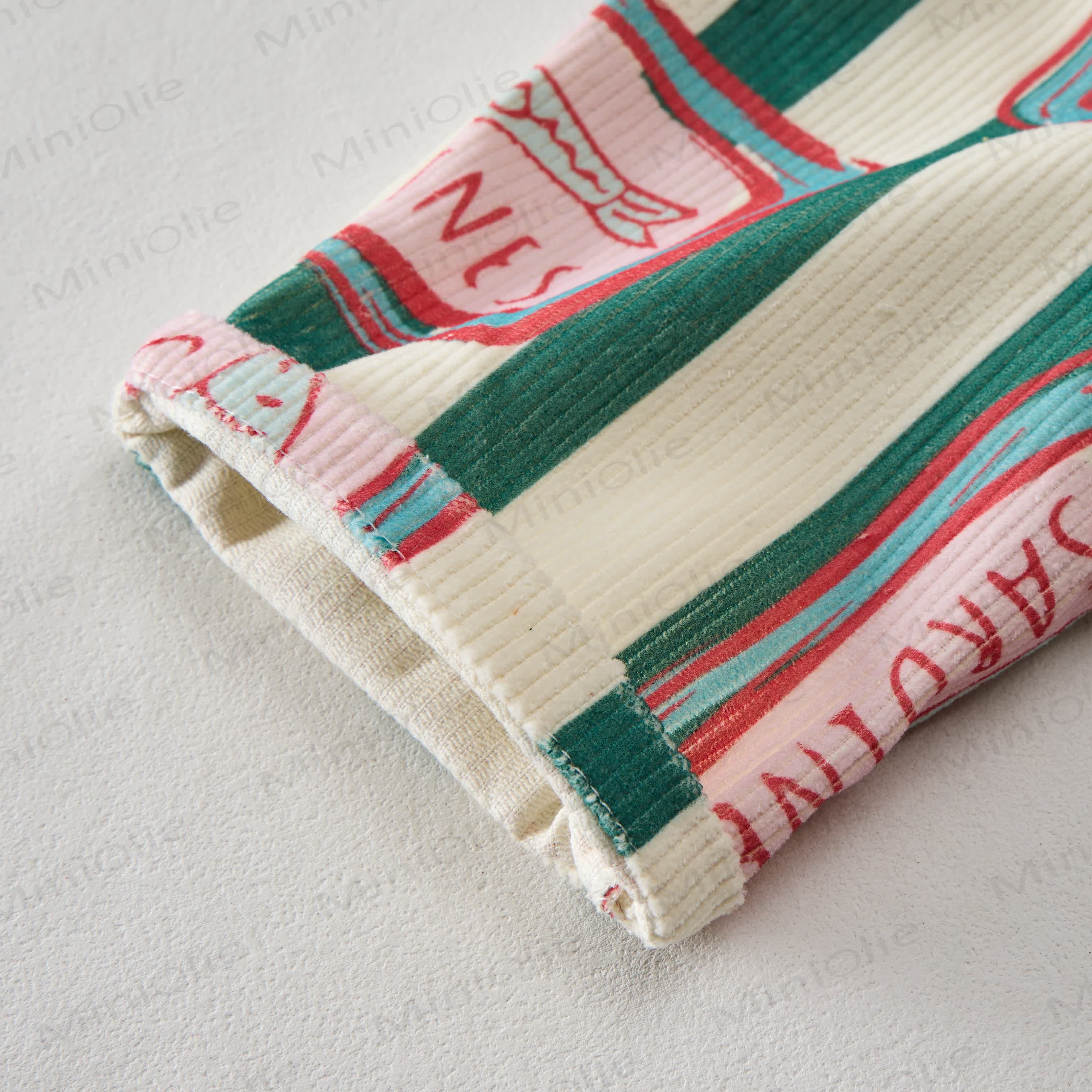 ベビー幼児用缶詰イワシグリーン縦縞コーデュロイパンツ - image 3