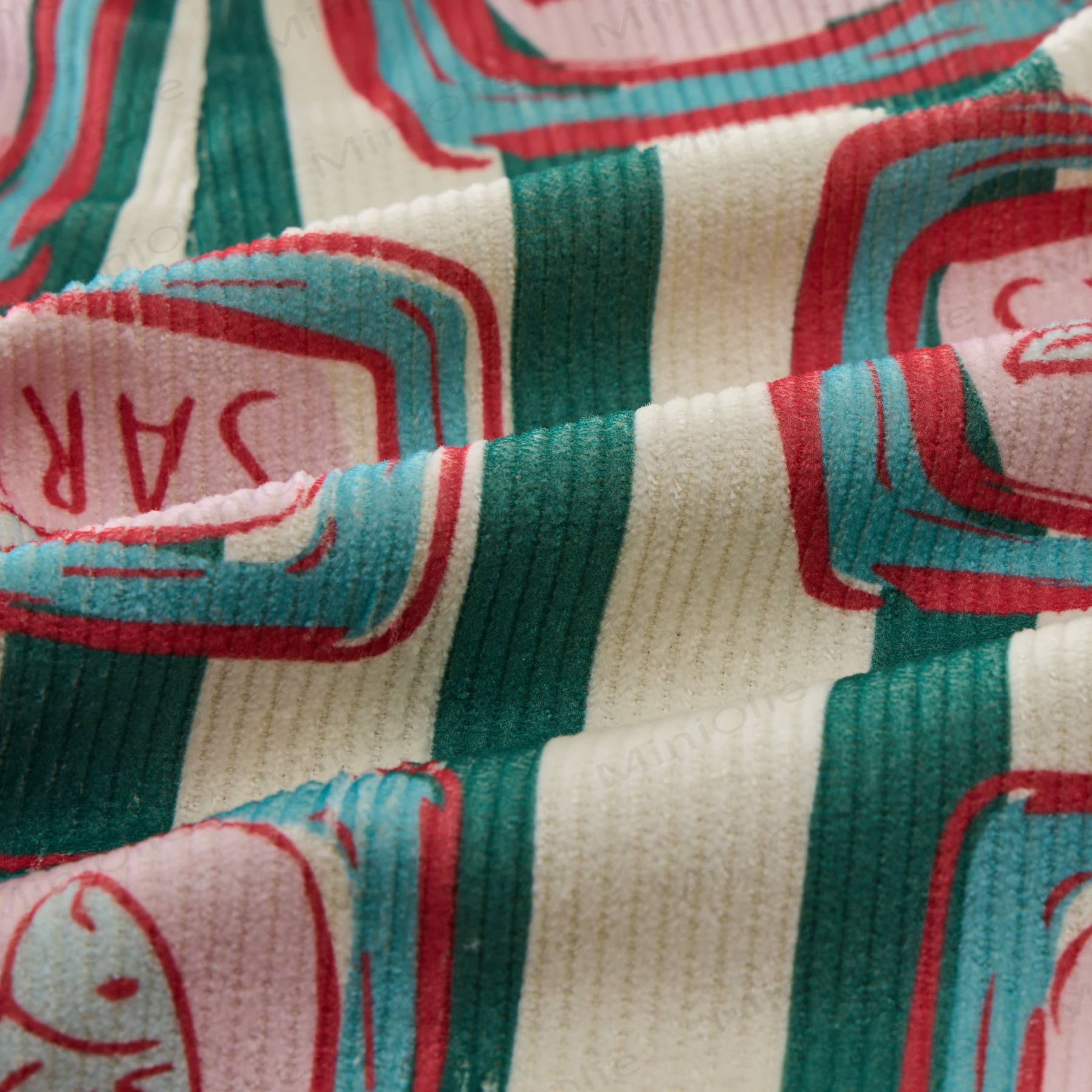 ベビー幼児用缶詰イワシグリーン縦縞コーデュロイパンツ - image 4