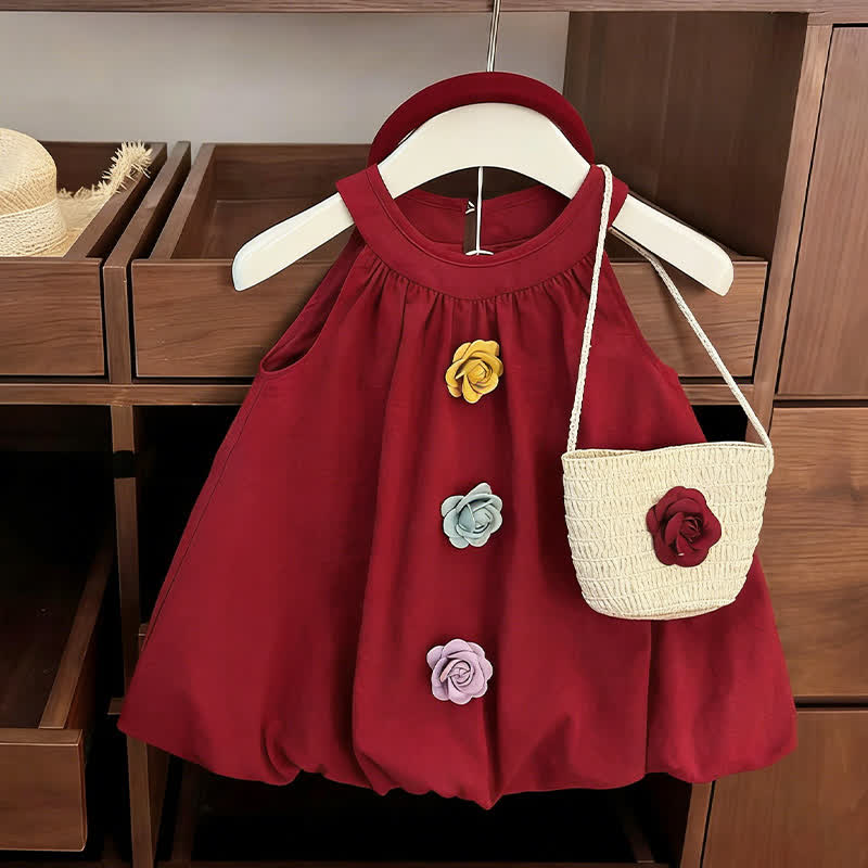 幼児用女の子3DローズレッドDress - 赤 - 8-9T - image 1