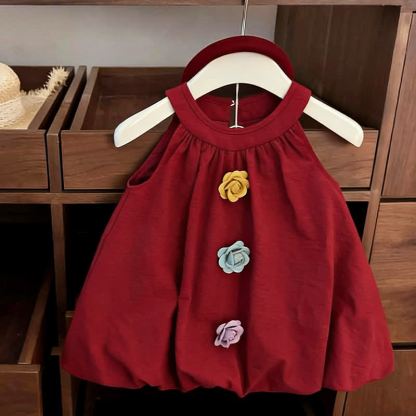 幼児用女の子3DローズレッドDress - image 2