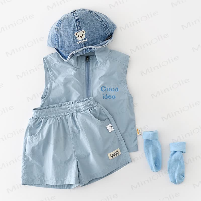 GOOD IDEA: Buchstabenprint のベビー服セット - 青 - 2-3J - image 1