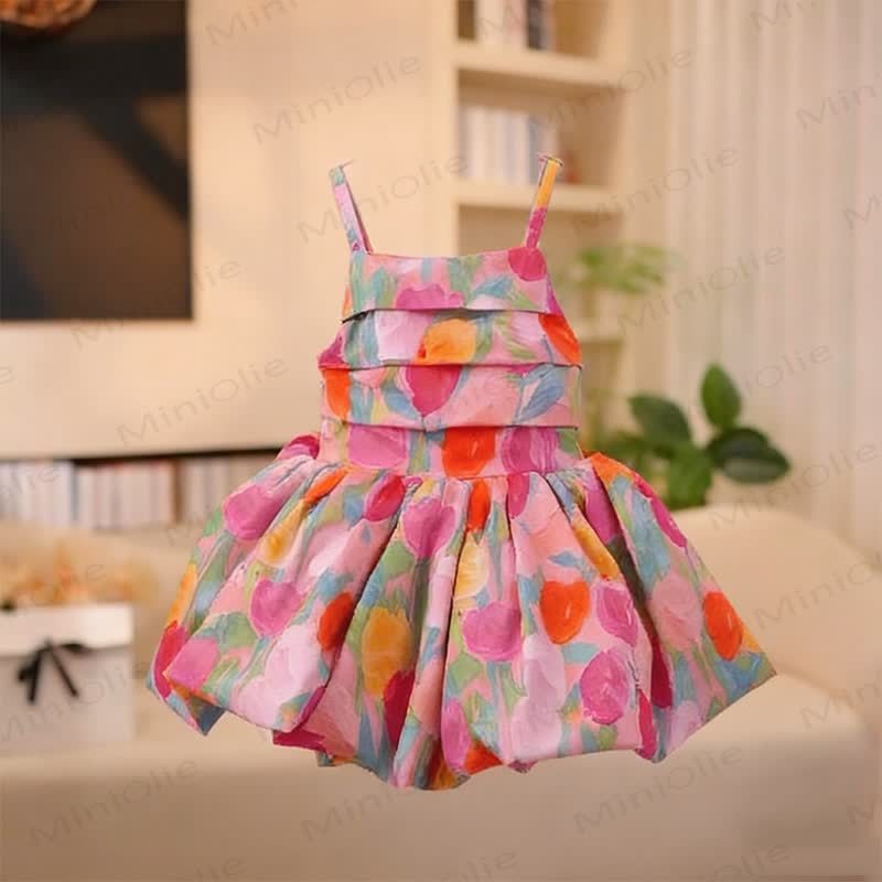 幼児用女の子チューリップ柄Dress - ピンク - 8-9T - image 1