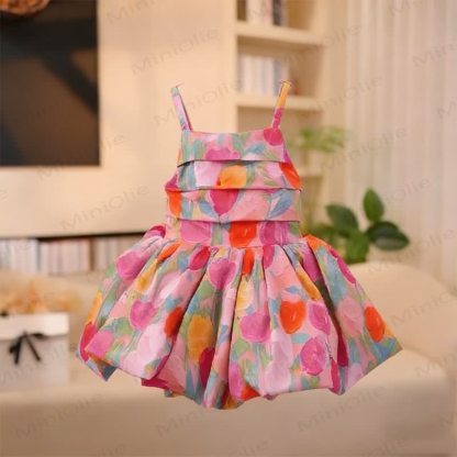 幼児用女の子チューリップ柄Dress - ピンク - 8-9T - image 1