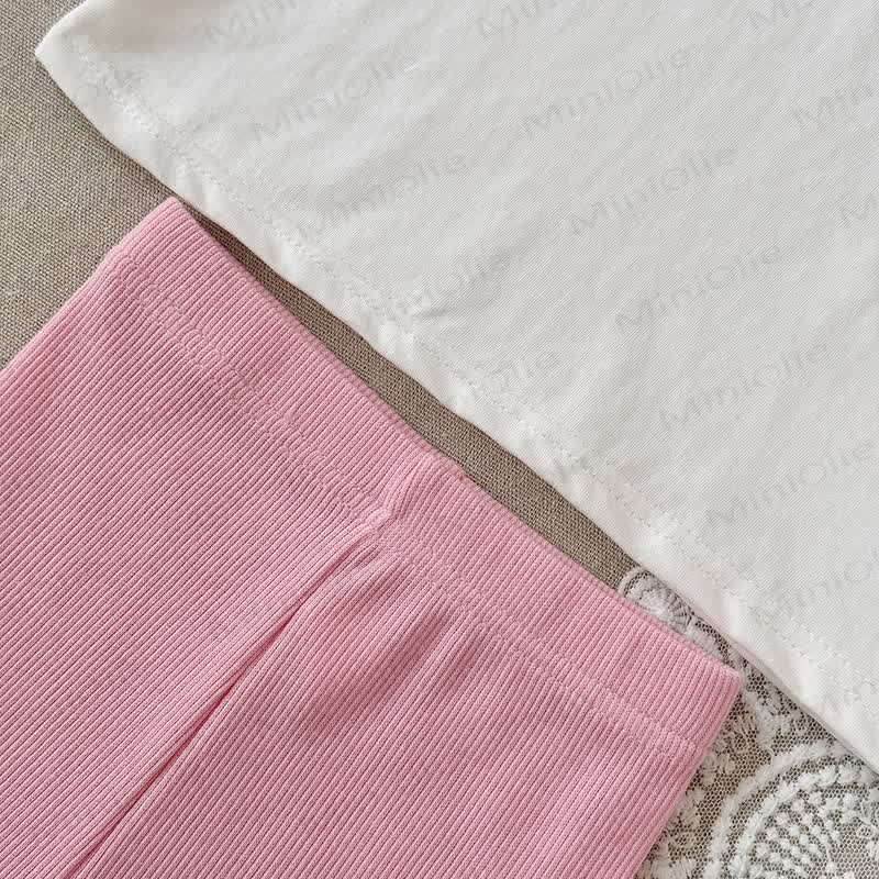 ベビーガール用サマーコットンフラワー柄トップス＆ショートパンツセット - image 3