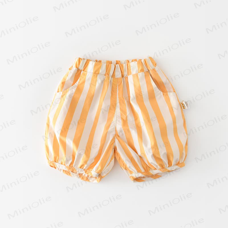 ベビー用夏物コットンストライプバブルショーツ - オレンジ - 3～4歳 - image 3
