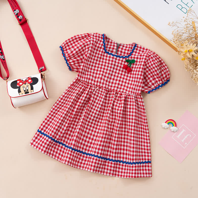 幼児用女の子向け夏用ギンガムチェック柄チェリーパッチDress - 赤 - 4～5歳 - image 2