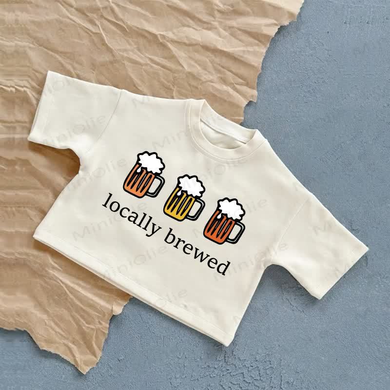 地元産のベビービールをイメージしたサマーカジュアルTシャツ - 白 - 2～3歳 - image 2