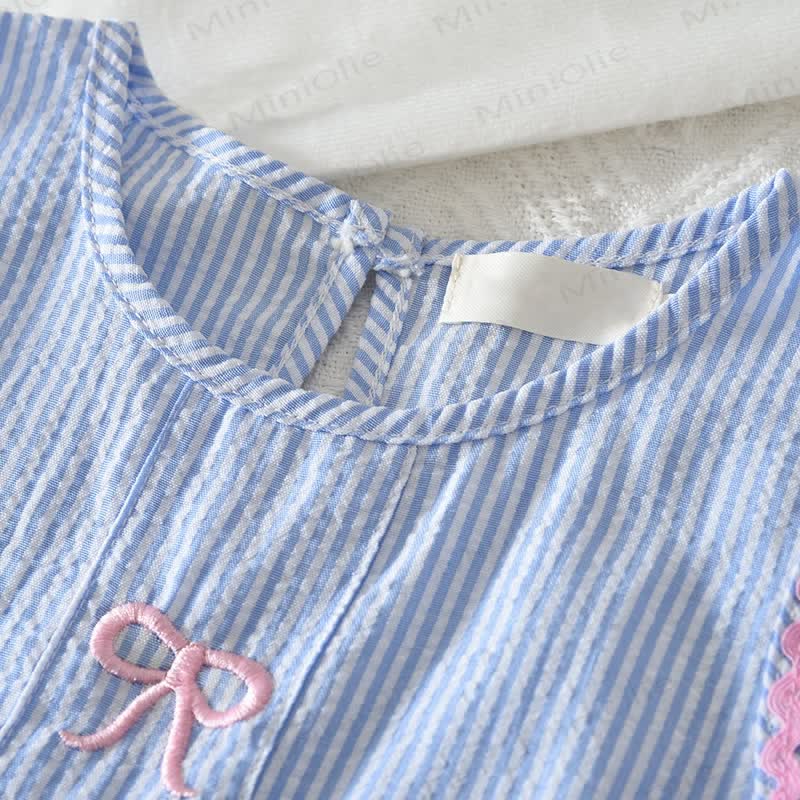 幼児用女の子向けブルートップ＆パンツ ストライプ柄セット - image 2