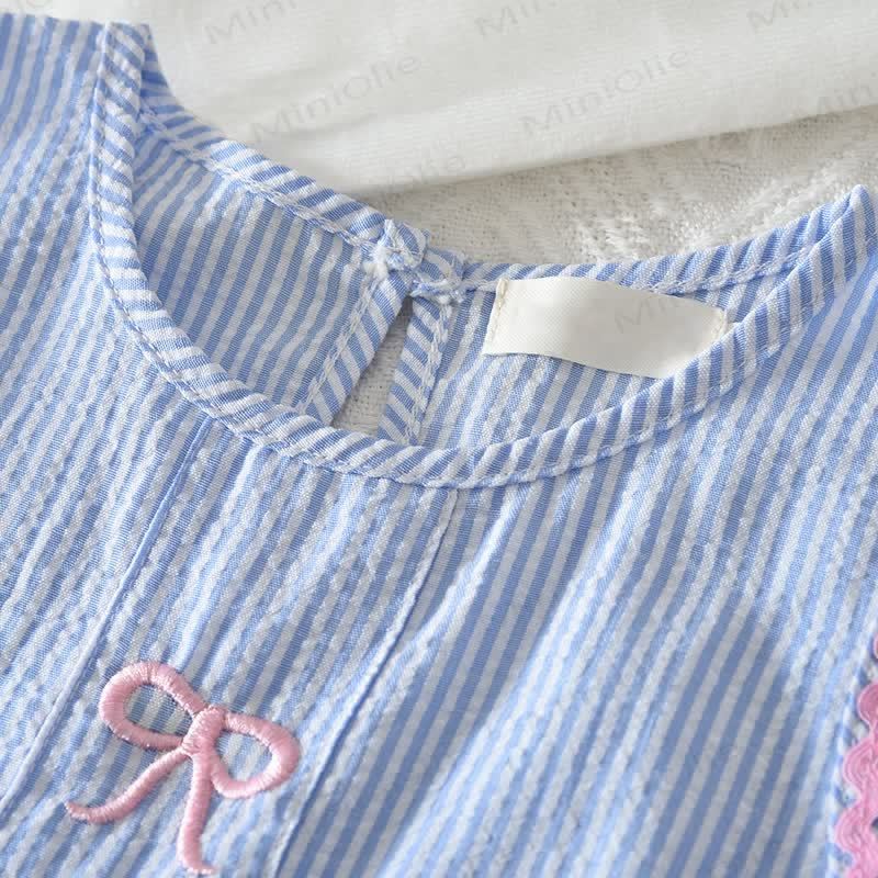 幼児用女の子向けブルートップ＆パンツ ストライプ柄セット - image 2