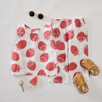 ベビー 2ピース ストロベリー ノースリーブ セット - image 3