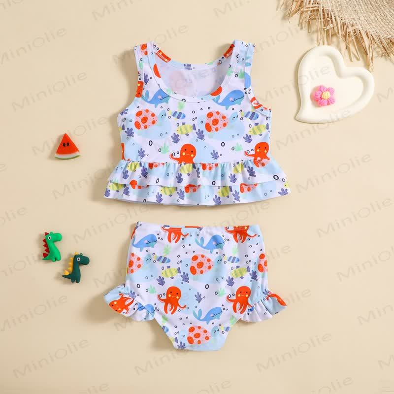 幼児用女の子向けオーシャンプリント水着2点セット - image 2