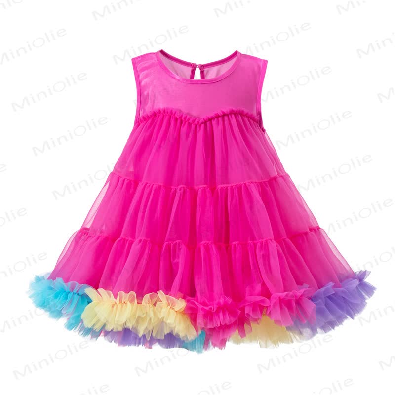 幼児用女の子ナイロンノースリーブバブルDress - 赤 - 6～7歳 - image 1