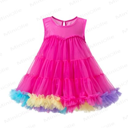 幼児用女の子ナイロンノースリーブバブルDress - 赤 - 6～7歳 - image 1