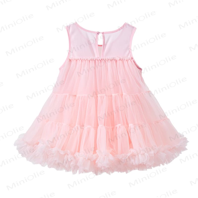 幼児用女の子ナイロンノースリーブバブルDress - ピンク - 6～7歳 - image 2