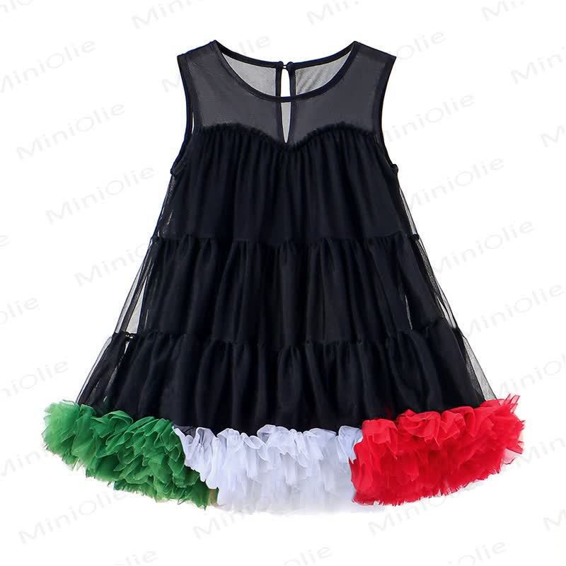 幼児用女の子ナイロンノースリーブバブルDress - 黒 - 6～7歳 - image 3