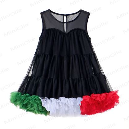 幼児用女の子ナイロンノースリーブバブルDress - 黒 - 6～7歳 - image 3