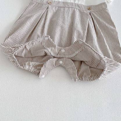 ベビー用蝶ネクタイ付きストライプロンパース - image 5