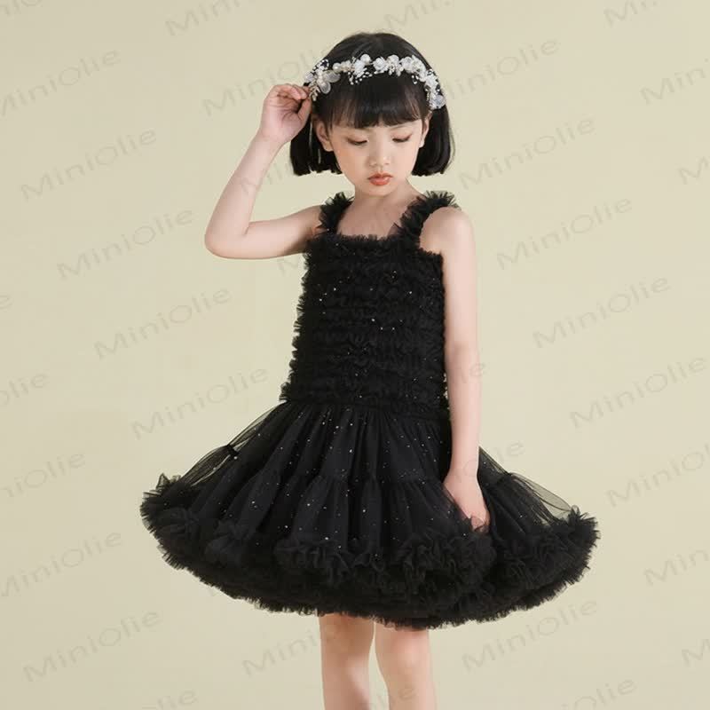 幼児用女の子レースプリンセスノースリーブふんわりDress - 黒 - 6～7歳 - image 7