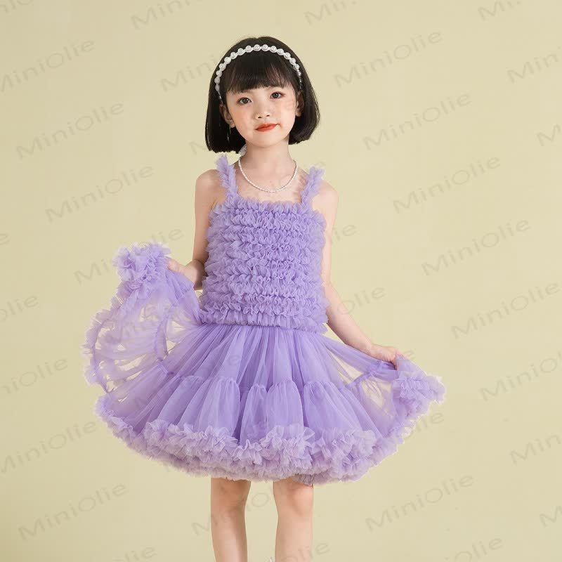 幼児用女の子レースプリンセスノースリーブふんわりDress - 紫 - 6～7歳 - image 4