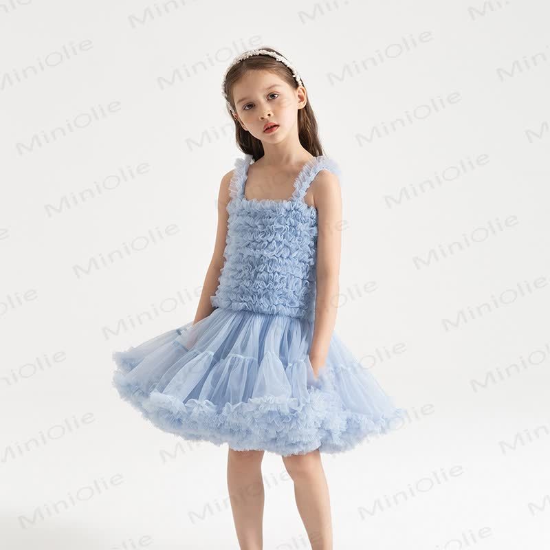 幼児用女の子レースプリンセスノースリーブふんわりDress - 青 - 6～7歳 - image 3