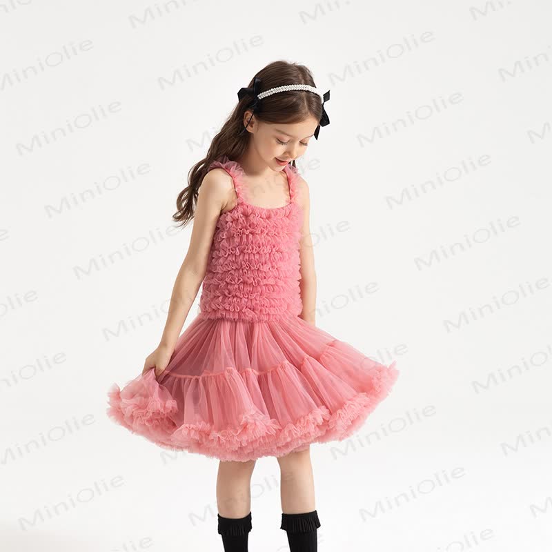幼児用女の子レースプリンセスノースリーブふんわりDress - 赤 - 6～7歳 - image 5
