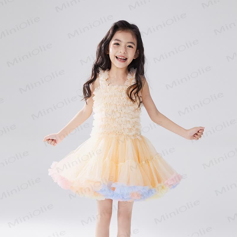 幼児用女の子レースプリンセスノースリーブふんわりDress - ベージュ - 6～7歳 - image 12