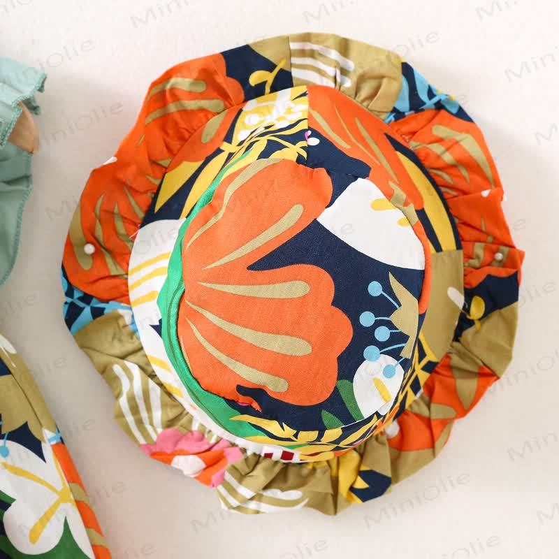 幼児用花柄コットンノースリーブDress（帽子付き） - image 4