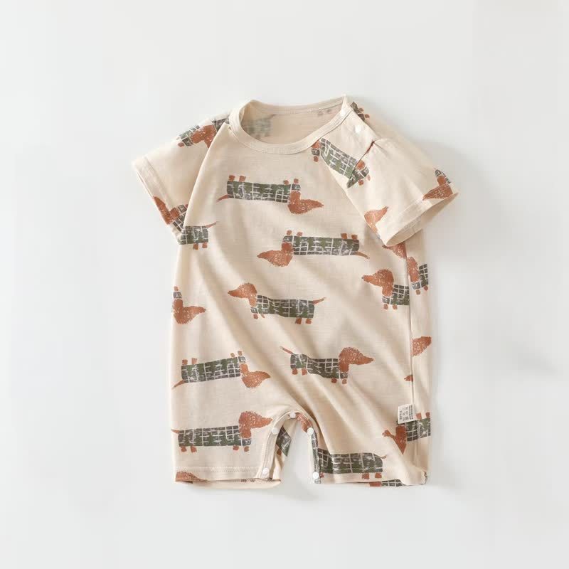 赤ちゃん用動物/フルーツ柄サマーロンパース - ブラウンダックスフンド - 18～24ヶ月 - image 2