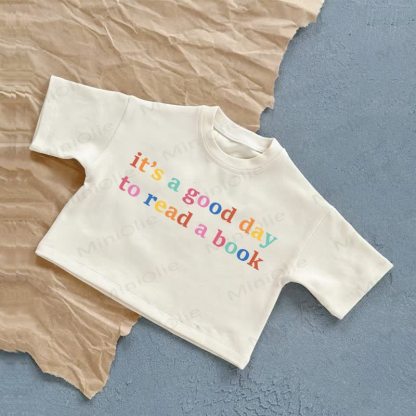 今日は読書にGOOD DAYです ベビーサマーカジュアルTシャツ - 白 - 2～3歳 - image 2