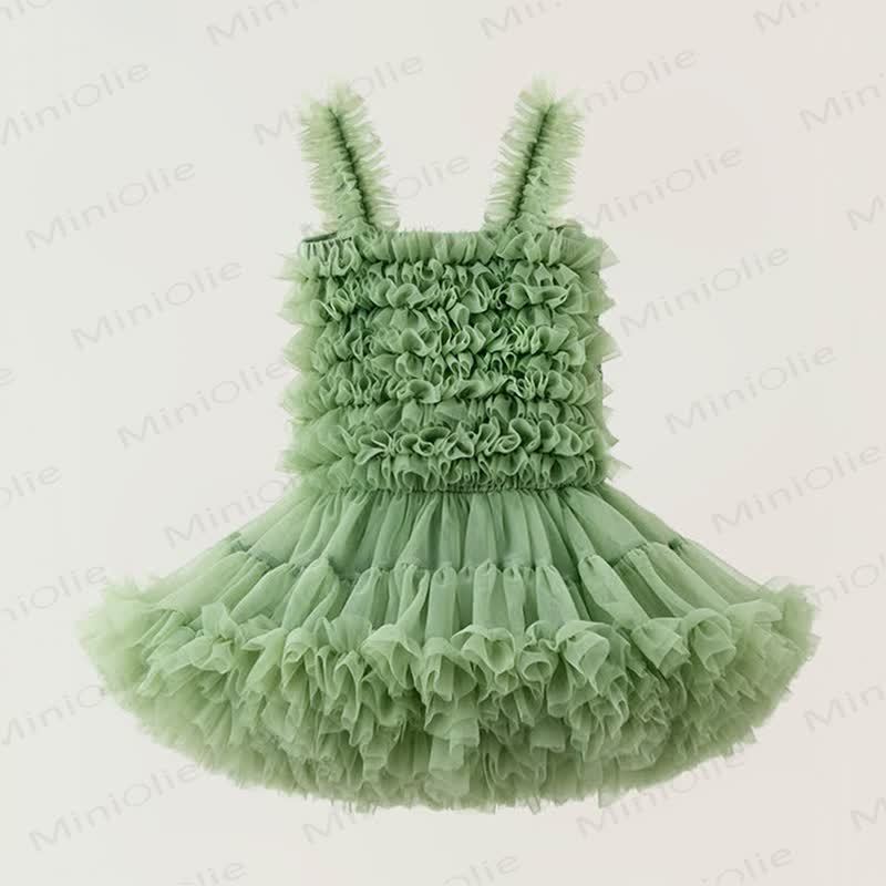 幼児用女の子レースプリンセスノースリーブふんわりDress - 緑 - 6～7歳 - image 6