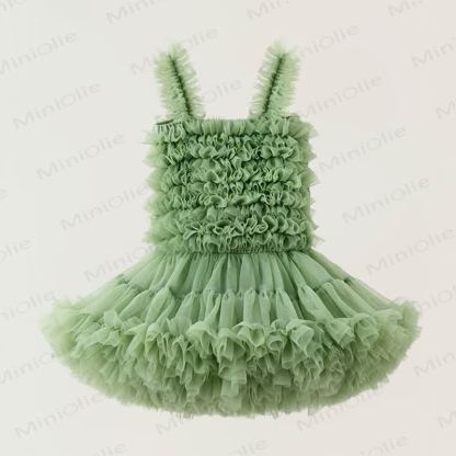 幼児用女の子レースプリンセスノースリーブふんわりDress - 緑 - 6～7歳 - image 6