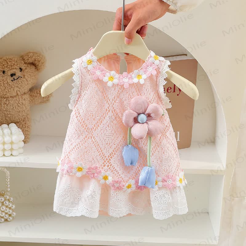 ベビーガールズ デイジーレースひまわり柄ロンパースDress - ピンク - 2～3歳 - image 1