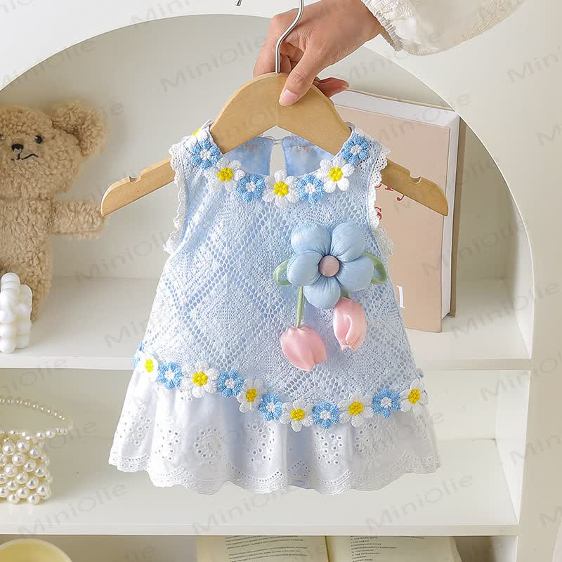 ベビーガールズ デイジーレースひまわり柄ロンパースDress - 青 - 2～3歳 - image 2