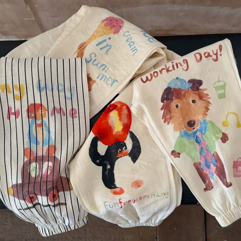 幼児用コットン製アニマルフードストライプ柄カジュアルパンツ - image 6