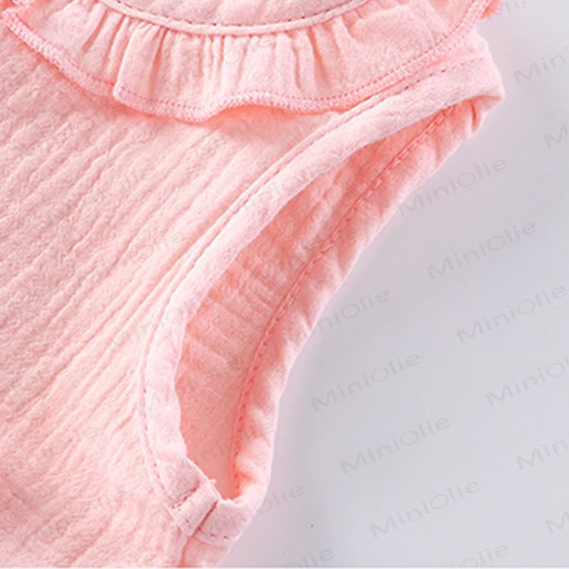 幼児用女の子向けコットンフリル無地タンクトップ＆ショートパンツセット - image 6