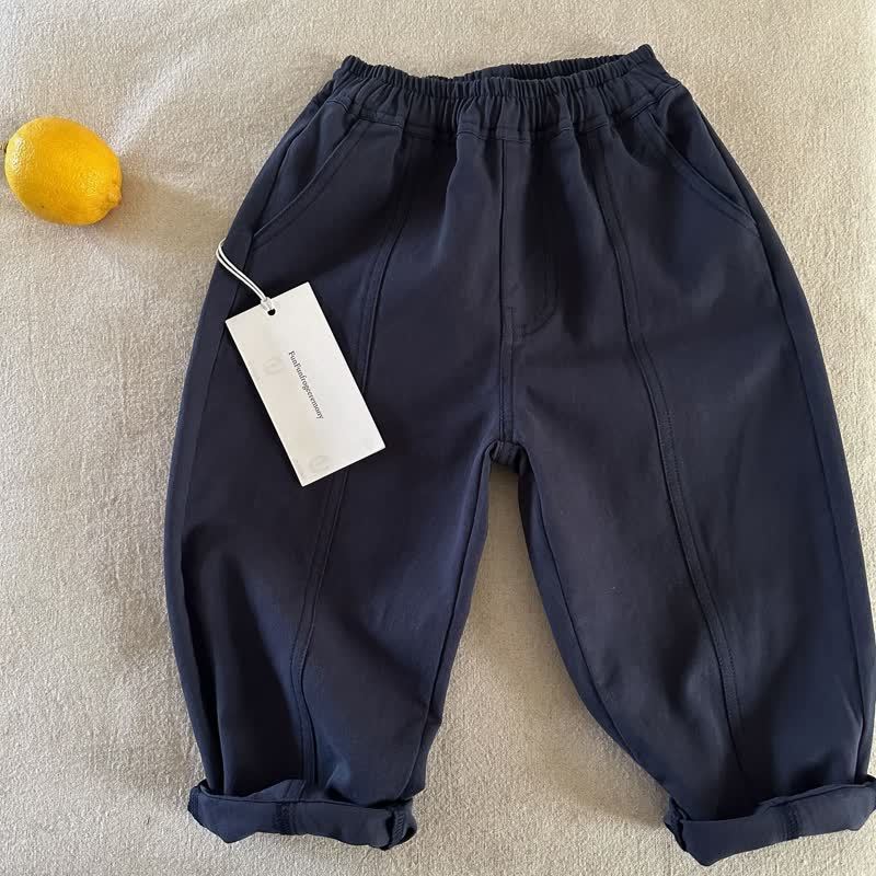 幼児用コットン製夏用無地カーゴパンツ - 海軍 - 8-9T - image 3