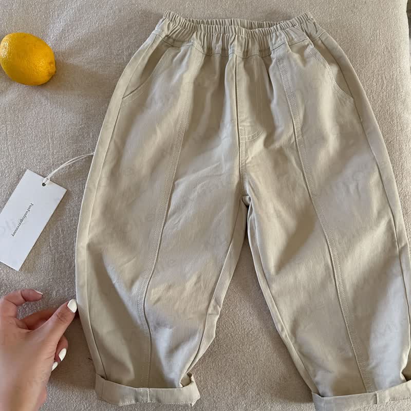 幼児用コットン製夏用無地カーゴパンツ - ベージュ - 8-9T - image 2