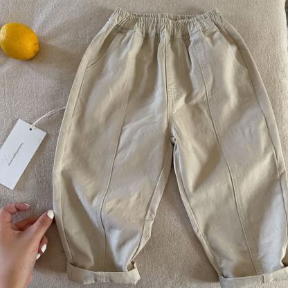 幼児用コットン製夏用無地カーゴパンツ - ベージュ - 8-9T - image 2