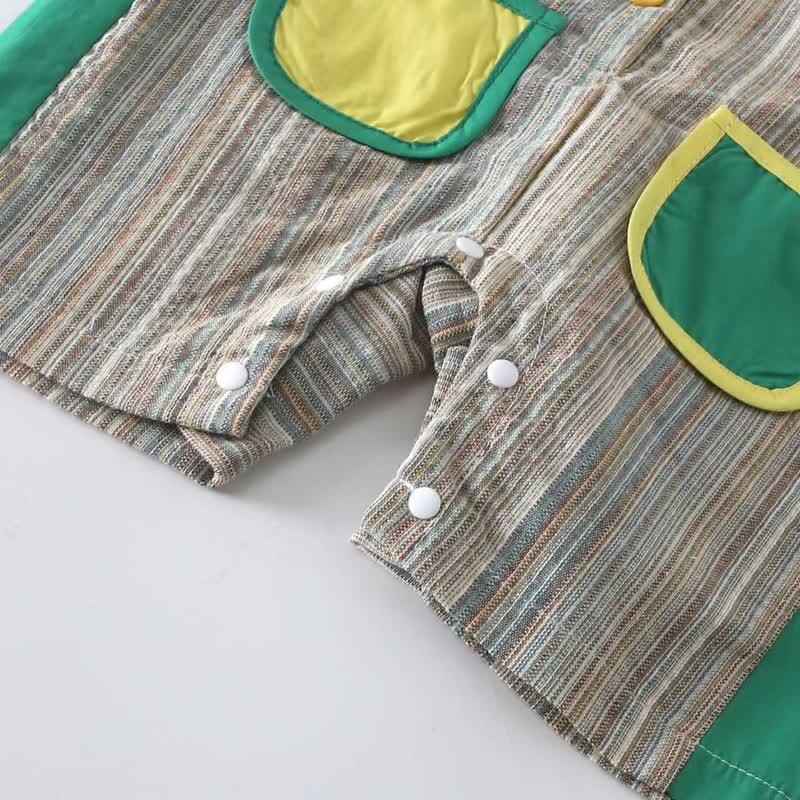 TIGERのベビー用ストライプ柄立体テールノースリーブロンパース - image 5