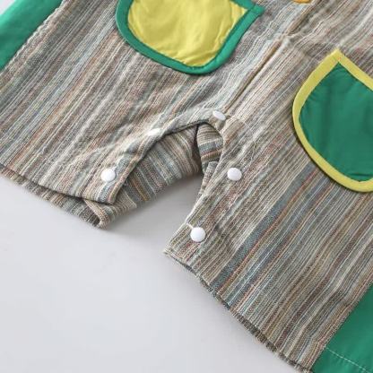 TIGERのベビー用ストライプ柄立体テールノースリーブロンパース - image 5