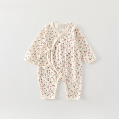 ベビー用ホワイトコットンロンパース - 花 - 3～6ヶ月 - image 2